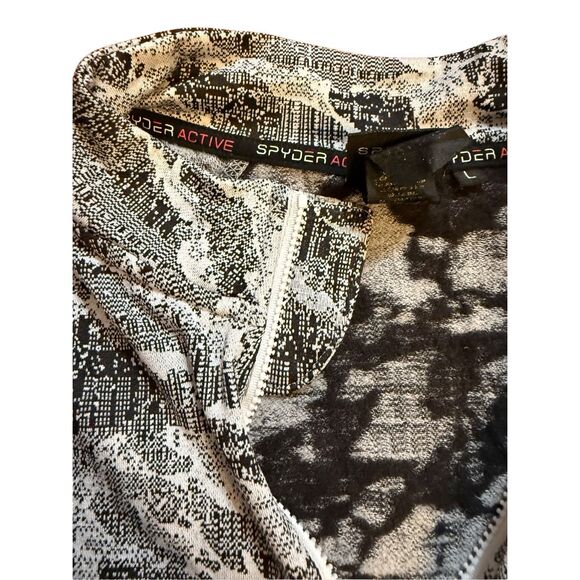 Spyder Active Woman's Half Zip Long Sleeve Knit Top Sz L Black White Gray - Picture 7 of 10